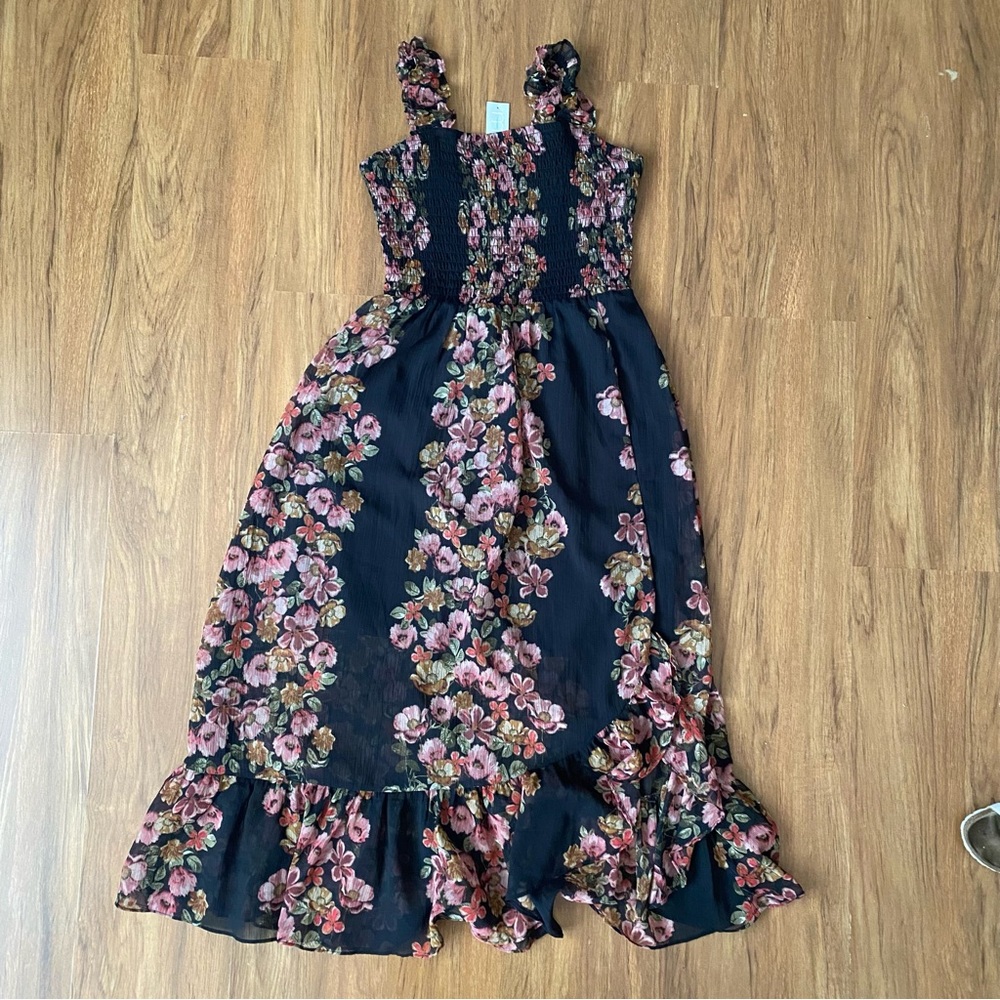 Maurices Black Floral Midi Dress size small